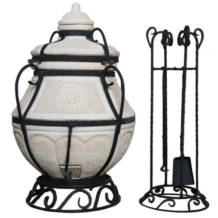 Печь Тандыр Амфора Аладдин mini с откидной крышкой со стойкой и подставкой в комплекте