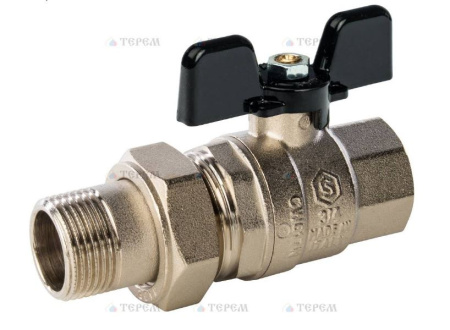 Кран шаровой полнопроходной STOUT американка ВР/НР ручка бабочка 3/4" с/п