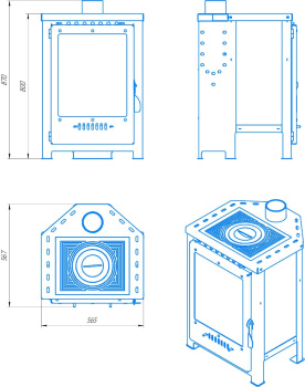 Печь-Камин Kennet Гермес с плитой угловой 7 кВт М25