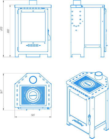 Печь-Камин Kennet Гермес с плитой угловой 7 кВт М25