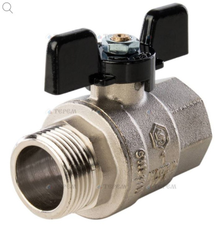 Кран шаровой полнопроходной STOUT ВР/НР ручка бабочка 1" с/п