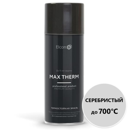 Эмаль Элкон термостойкая серебристая аэрозоль 520мл (до 700°С) (12)